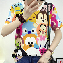 2016 New Casual Short Sleeve Women T-shirts Female Cartoon Print T shirts O-neck Plus Size Tops Hot Sale 70979