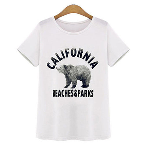 2016 New Casual Short Sleeve Women T-shirts Female Letter Animal Print T shirts O-neck Plus Size Tops Hot Sale 70985