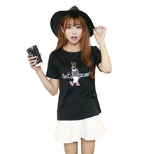 2016 New Casual Short Sleeve Women T-shirts Female Letter Print T shirts O-neck Animal Rabbit Plus Size Tops Hot Sale 70980