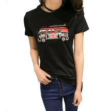 2016 New Casual Women Korean Style O-neck T shirts Female Short Sleeve Cotton Tshirt Plus Size Cat Bus Print Top 70738Cat Bus