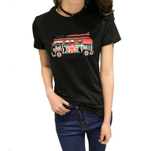 2016 New Casual Women Korean Style O-neck T shirts Female Short Sleeve Cotton Tshirt Plus Size Cat Bus Print Top 70738Cat Bus