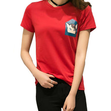2016 New Casual Women Korean Style O-neck T shirts Female Short Sleeve Cotton Tshirt Plus Size Cat Bus Print Top 70738Cat Bus