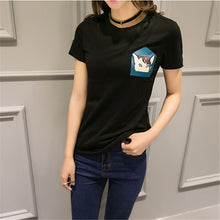 2016 New Casual Women Korean Style O-neck T shirts Female Short Sleeve Cotton Tshirt Plus Size Cat Bus Print Top 70738Cat Bus