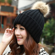 2016 New Design 7 Colors Women Hat Female Knitted Winter Rabbit Fur Ball Warm Hat Crochet knit beanie Wool Cap G310Y12