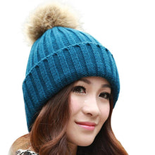 2016 New Design 7 Colors Women Hat Female Knitted Winter Rabbit Fur Ball Warm Hat Crochet knit beanie Wool Cap G310Y12