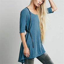 2016 New European Style Casual Women Long T shirts O-neck Plus Size Tshirt Female Short Split Sleeve Top 70718