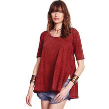 2016 New European Style Casual Women Long T shirts O-neck Plus Size Tshirt Female Short Split Sleeve Top 70718