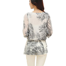 2016 New Fashion 3/4 Sleeve T-shirts Plus Size Female Print Long T shirts Top O-neck Women Chiffon t shirt 71142