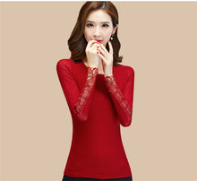 2016 New Fashion Autumn Hot Sale Shirt Women Blouse O-neck Full Tee Shirt Chiffon Lace Casual Blouses Plus Size Blusas 71516