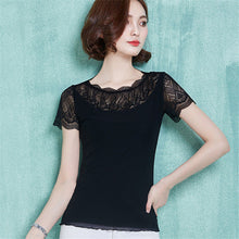 2016 New Fashion Autumn Hot Sale Shirt Women Blouse Short Sleeve Tee Shirt Chiffon Lace Casual Blouses Plus Size Blusas 71519