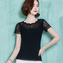 2016 New Fashion Autumn Hot Sale Shirt Women Blouse Short Sleeve Tee Shirt Chiffon Lace Casual Blouses Plus Size Blusas 71519