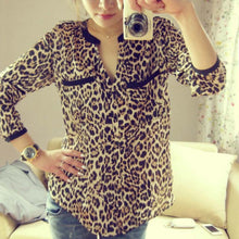2016 New Fashion Blouses Women Hot Sexy Women Shirt Long Sleeve Tops women's shirt Chiffon Leopard vetement femme Blouses