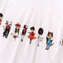 2016 New Fashion Cartoon Print Shirts Women Button Half Sleeve Turn-down Collar Blouse Female Loose Casual Shirt Tops 31822