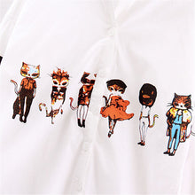 2016 New Fashion Cartoon Print Shirts Women Button Half Sleeve Turn-down Collar Blouse Female Loose Casual Shirt Tops 31822