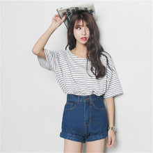 2016 New Fashion Half Sleeve Plus Size T-shirts Female T shirts Stripped Tops Women t Shirt 71045