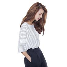 2016 New Fashion Half Sleeve Plus Size T-shirts Female T shirts Stripped Tops Women t Shirt 71045