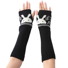2016 New Fashion Knitted Female Spirng Winter Gloves For Women Rabbit Pattern Fingerless Elbow Mittens Women's Gloves Gants