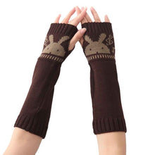 2016 New Fashion Knitted Female Spirng Winter Gloves For Women Rabbit Pattern Fingerless Elbow Mittens Women's Gloves Gants