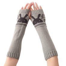 2016 New Fashion Knitted Female Spirng Winter Gloves For Women Rabbit Pattern Fingerless Elbow Mittens Women's Gloves Gants