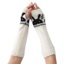2016 New Fashion Knitted Female Spirng Winter Gloves For Women Rabbit Pattern Fingerless Elbow Mittens Women's Gloves Gants