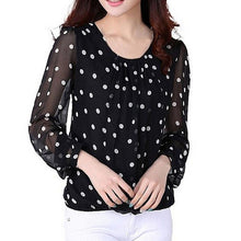 2016 New Fashion Long Sleeve Plus Size T-shirts Female T shirt Polka Dot Print Tops Women Clothing 70834