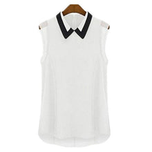 2016 New Fashion Loose Summer T-shirt Large Size Turn-down Sleeveless tshirt Women Lace Patchwork Top 70809