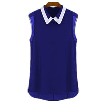 2016 New Fashion Loose Summer T-shirt Large Size Turn-down Sleeveless tshirt Women Lace Patchwork Top 70809