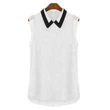 2016 New Fashion Loose Summer T-shirt Large Size Turn-down Sleeveless tshirt Women Lace Patchwork Top 70809