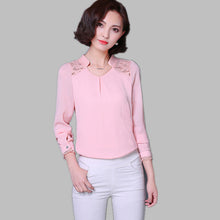 2016 New Fashion Plus Size Blouse Women Chiffon Blusas Long Sleeve Stand Shirts Lace Patchwork with Button Tops 70270