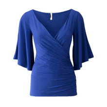 2016 New Fashion Sexy Short Butterfly Sleeve Plus Over Size T-shirts Female T shirts V-neck Women Clothing Top 70853