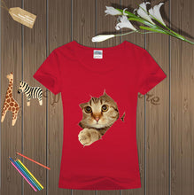 2016 New Fashion Short Sleeve Plus Size T-shirts Female T shirts Animal Cat Print Tops Women Clothing 70833