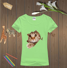 2016 New Fashion Short Sleeve Plus Size T-shirts Female T shirts Animal Cat Print Tops Women Clothing 70833