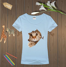 2016 New Fashion Short Sleeve Plus Size T-shirts Female T shirts Animal Cat Print Tops Women Clothing 70833