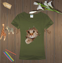 2016 New Fashion Short Sleeve Plus Size T-shirts Female T shirts Animal Cat Print Tops Women Clothing 70833