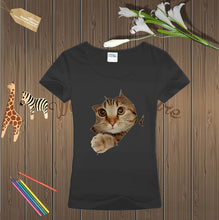 2016 New Fashion Short Sleeve Plus Size T-shirts Female T shirts Animal Cat Print Tops Women Clothing 70833