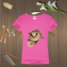 2016 New Fashion Short Sleeve Plus Size T-shirts Female T shirts Animal Cat Print Tops Women Clothing 70833