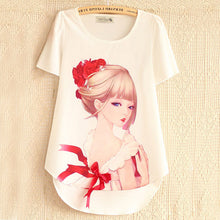 2016 New Fashion Short Sleeve Plus Size T-shirts Female T shirts Print Tops Women Clothing 70831