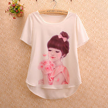 2016 New Fashion Short Sleeve Plus Size T-shirts Female T shirts Print Tops Women Clothing 70831