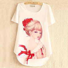 2016 New Fashion Short Sleeve Plus Size T-shirts Female T shirts Print Tops Women Clothing 70831