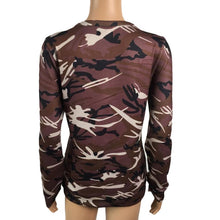 2016 New Fashion Skull T shirt Camouflage Print Women Long Sleeve Autumn Tee Tops O-Neck T-Shirts Women Clothes camiseta mujer