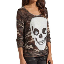 2016 New Fashion Skull T shirt Camouflage Print Women Long Sleeve Autumn Tee Tops O-Neck T-Shirts Women Clothes camiseta mujer