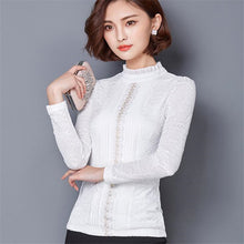 2016 New Fashion Spring Hot Sale Women Blouse Stand Full Tee Shirt Chiffon Casual Blouses Lace Plus Size Blusas 70656