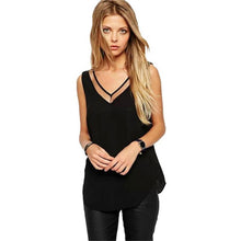 2016 New Fashion Summer Womens T Shirts Sleeveless Women Tops Tshirt For Women Tees Chiffon White Black T-shirt Female Tops