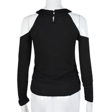 2016 New Fashion T Shirt Women Sexy Off Shoulder Sequined Casual Tops Autumn Long Sleeve Black Tee Shirt Femme