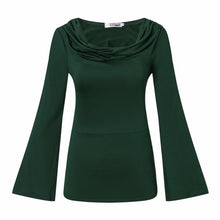 2016 New Fashion T Shirt Women Solid Autumn Flare Long Sleeve Open Shoulder T-Shirt Woman Clothes Camiseta Feminina