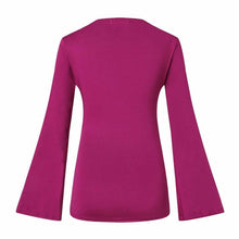 2016 New Fashion T Shirt Women Solid Autumn Flare Long Sleeve Open Shoulder T-Shirt Woman Clothes Camiseta Feminina