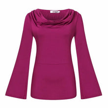 2016 New Fashion T Shirt Women Solid Autumn Flare Long Sleeve Open Shoulder T-Shirt Woman Clothes Camiseta Feminina