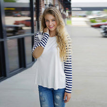 2016 New Fashion T-Shirt Women Striped Long Sleeve Patchwork Tee Shirt Women Casual Autumn Tops Poleras De Mujer