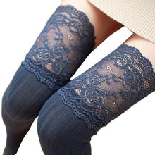 2016 New Fashion Thigh High Cotton Lace Splicing Over The Knee Long Cotton Solid Warmer Soft Thigh High Stockings 1128#