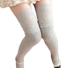 2016 New Fashion Thigh High Cotton Lace Splicing Over The Knee Long Cotton Solid Warmer Soft Thigh High Stockings 1128#